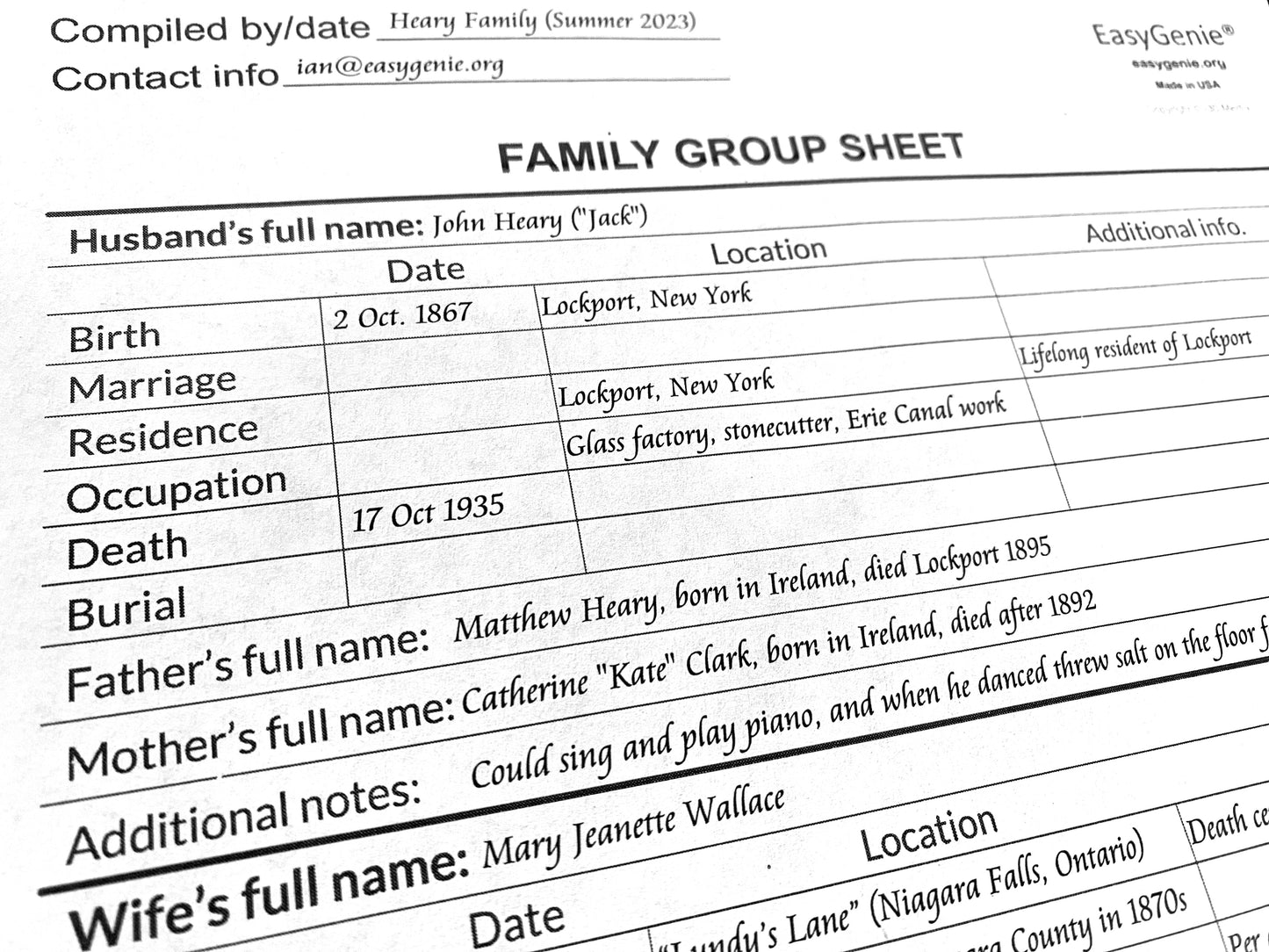 Genealogy PDF Download: Fillable Family Group Sheet (Aramis, 8.5 x 11 inches)