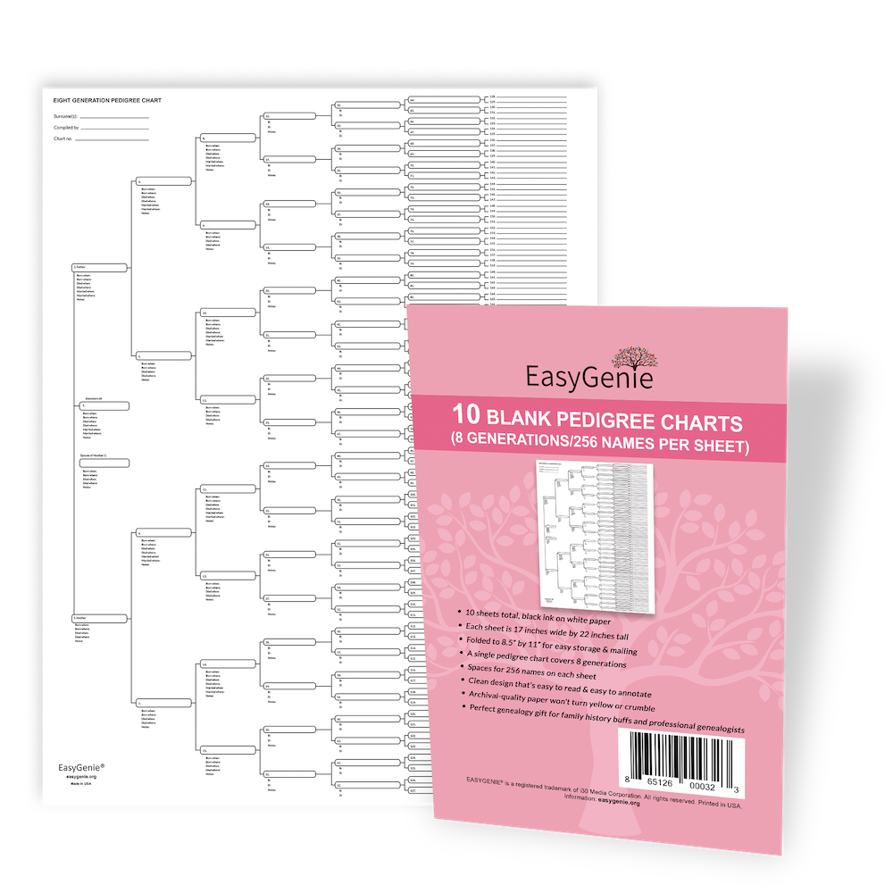Family Tree Charts To Fill In Blank Ancestry Chart Blank Genealogy Supplies  To Be Personalized With