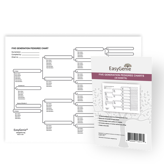 Five Generation Pedigree Charts (30 Sheets)