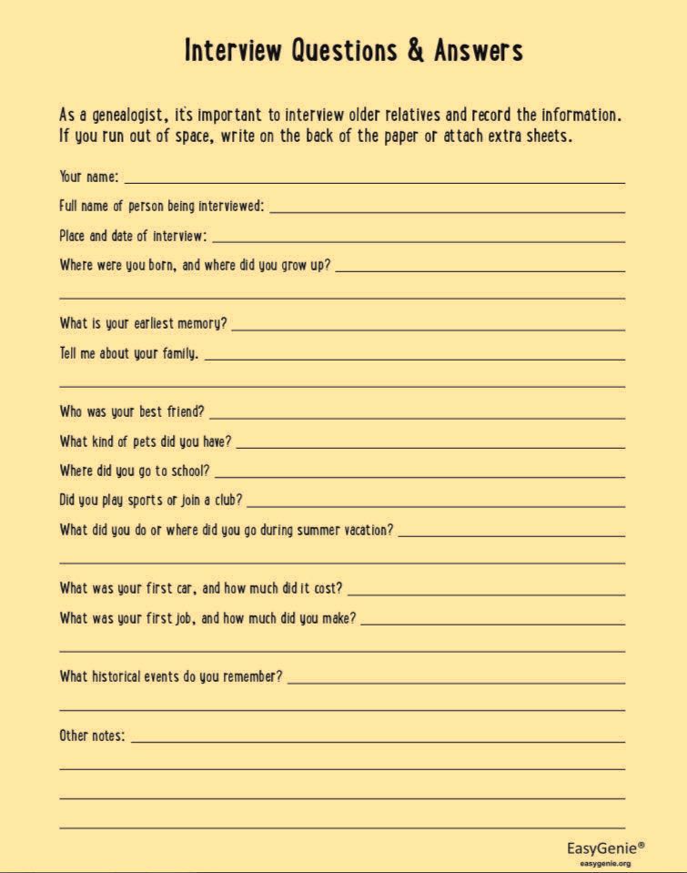 Genealogy Kit for Kids (31 sheets)