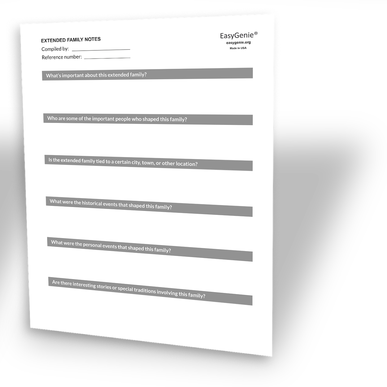 Digital Download: Extended Family Notes Fillable Genealogy PDF