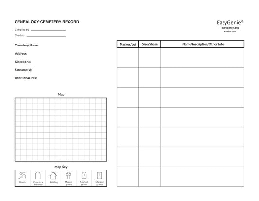 Digital Download: Genealogy cemetery record (PDF)