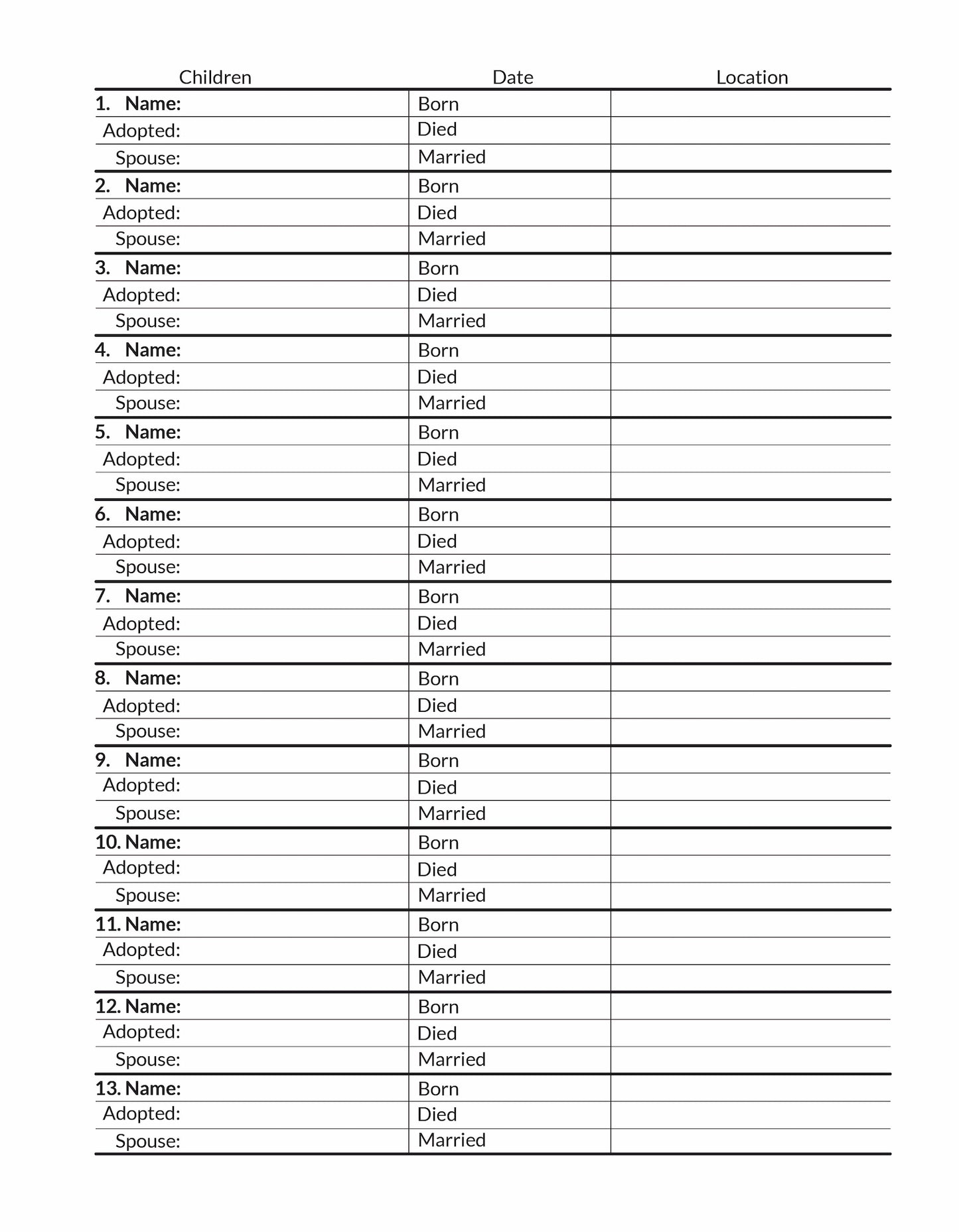 Adopted Family Genealogy Kit (12 Large Print Sheets, Instructions Included)