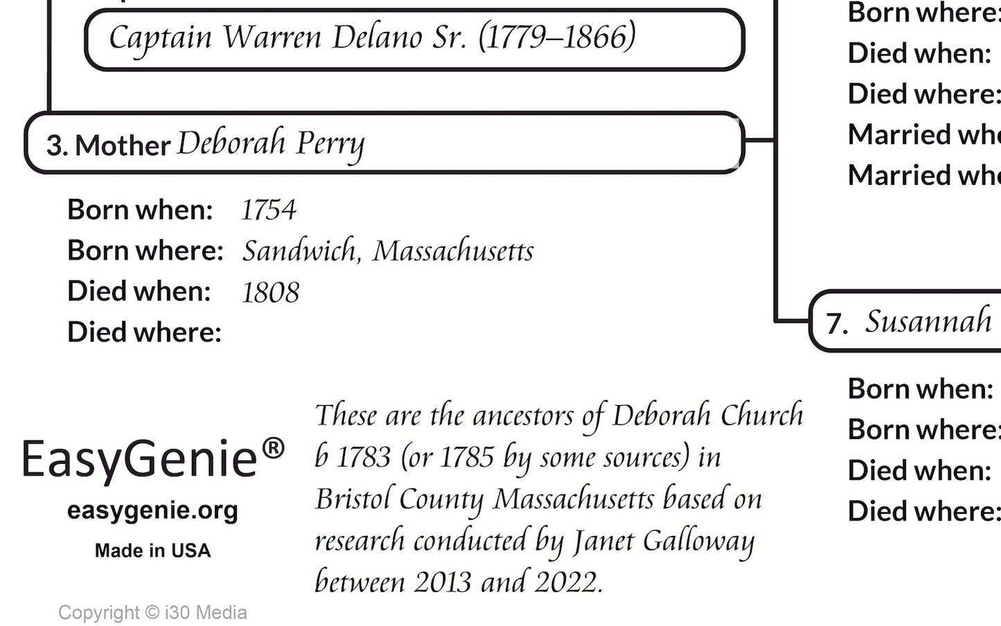 Genealogy PDF: 4 Generation Pedigree Chart with Cursive Text Entry (Aramis, 11 x 8.5 inches)