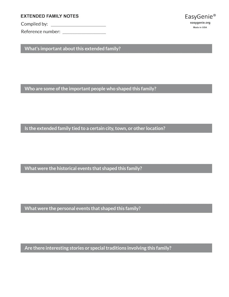 Genealogy Stories Kit (5 Fillable PDF Forms)