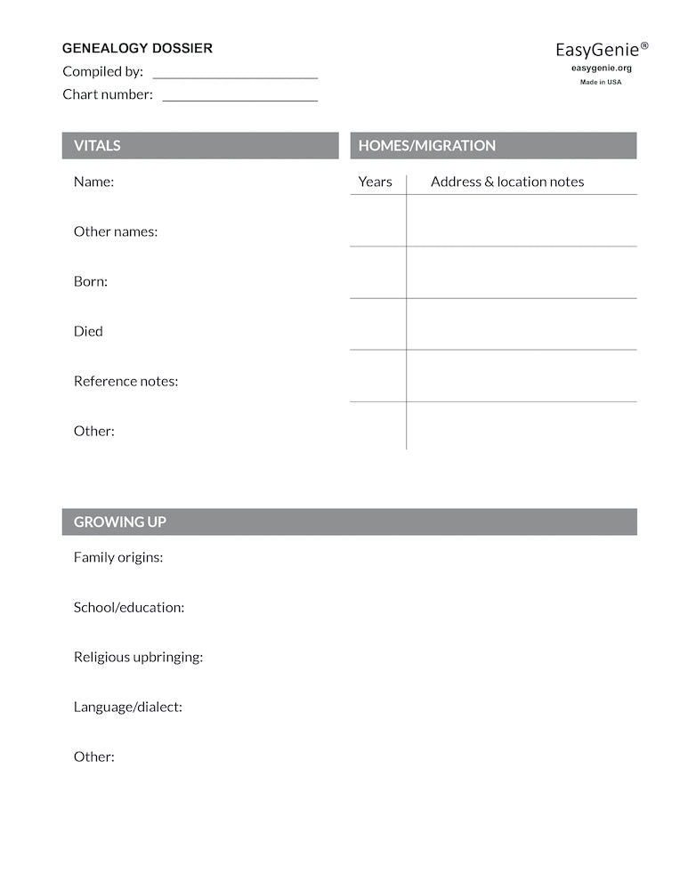 Genealogy Stories Kit (5 Fillable PDF Forms)