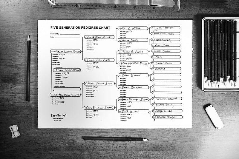 Genealogy gift idea: filled-in genealogy charts for non-genealogists