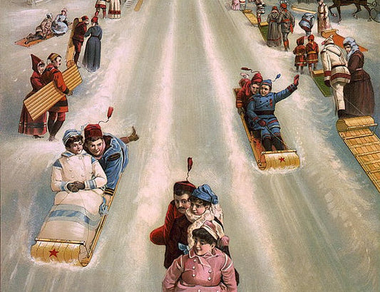 How our ancestors handled snow - Advertisement for Star toboggans 1886 LOC