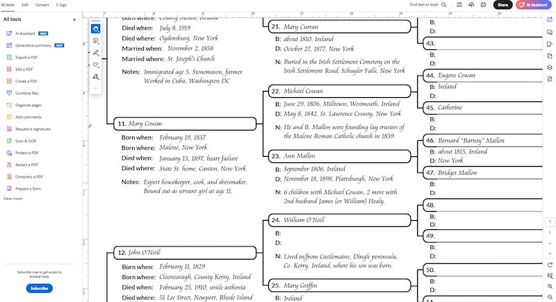 How to prepare a 6-generation genealogy PDF for framing