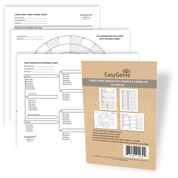  EASYGENIE Genealogy Stories Kit: Worksheets, Charts, and Forms  to Preserve Family History and Ancestry (30 Sheets) : Office Products