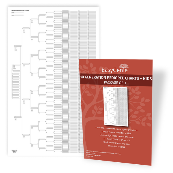 15 Generation Pedigree Chart, Blank Genealogy Forms for Family History  Ancestry