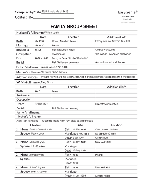 Genealogy PDF Download: Fillable Family Group Sheet (up to 17 children ...