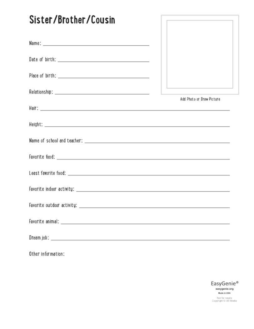 Genealogy Kit for Kids (Fillable PDF set) – EasyGenie