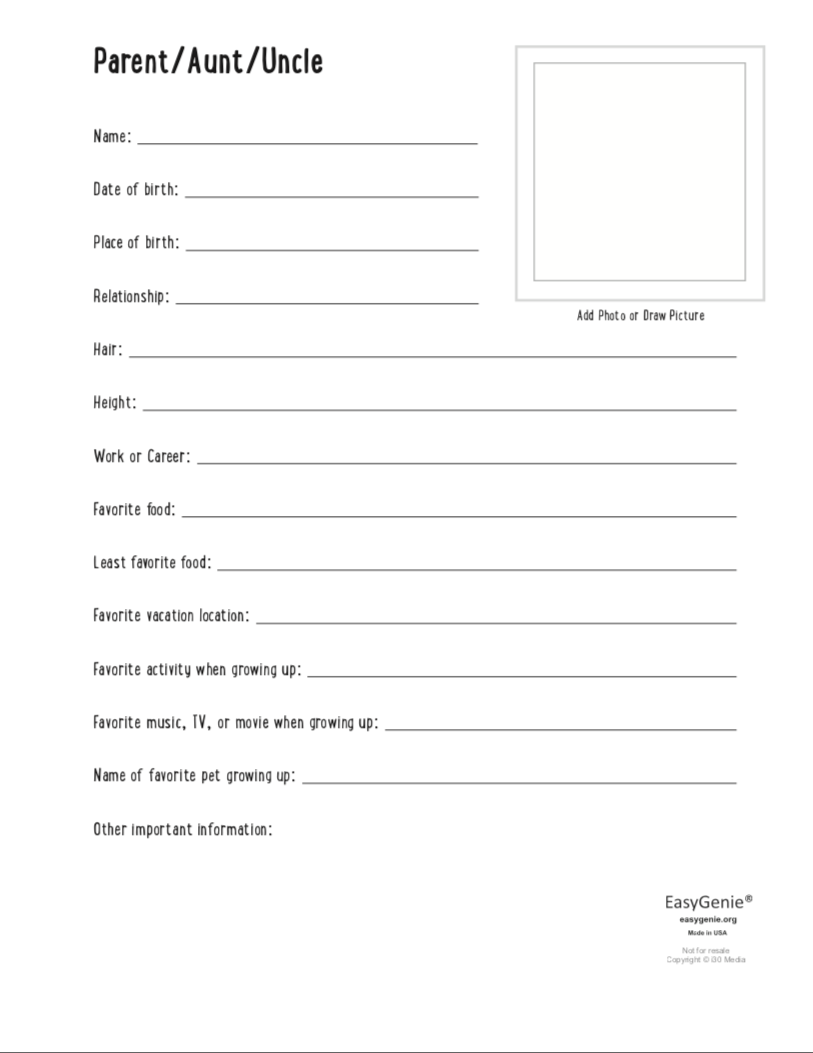 Genealogy Kit for Kids (Fillable PDF set)