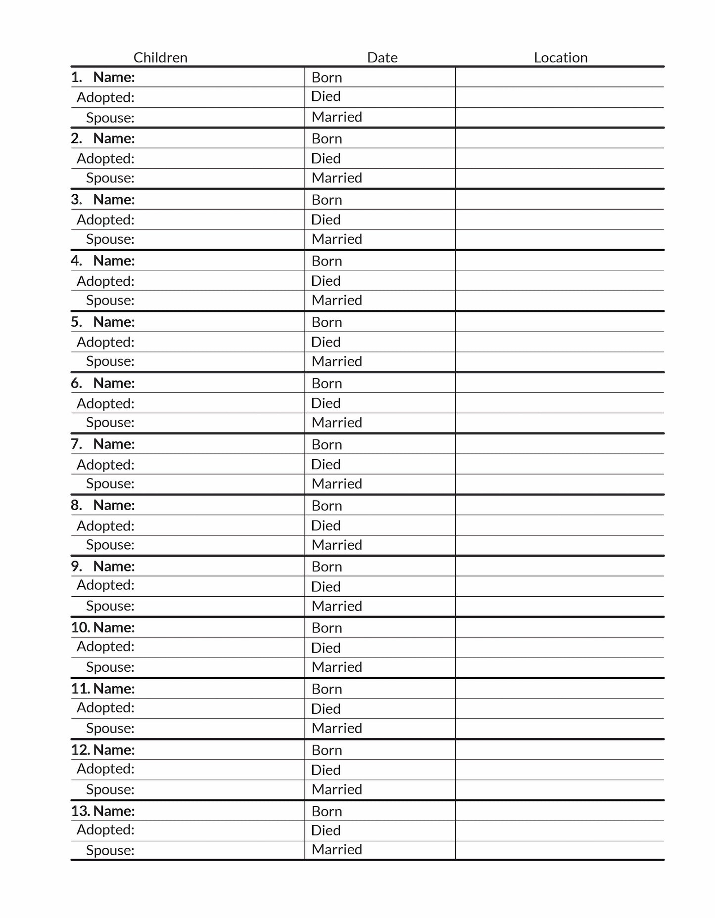 Adopted Family Genealogy Kit (12 Large Print Sheets, Instructions Included)