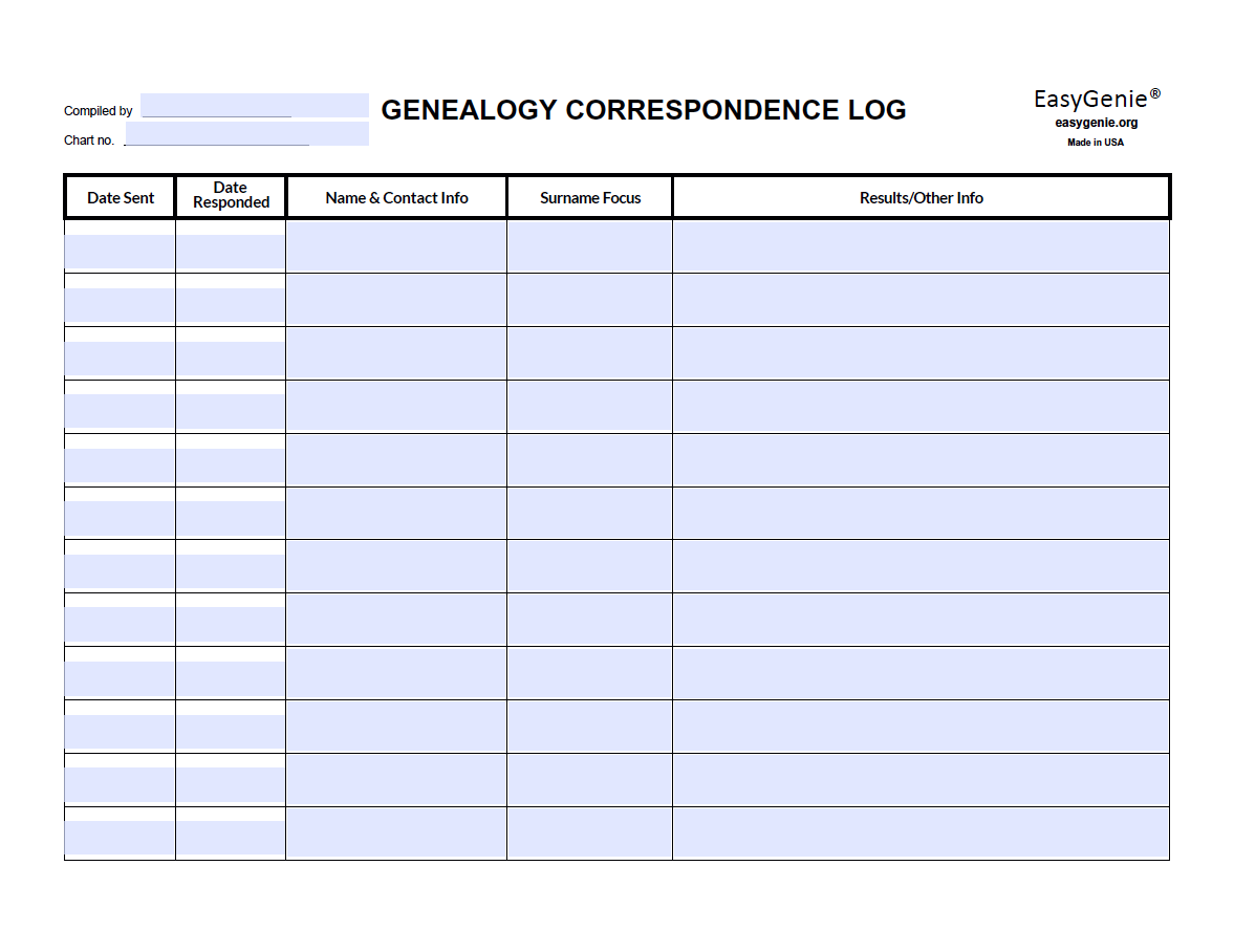 NEW: Genealogy Inventory & Records Fillable PDF Set (4 Forms)