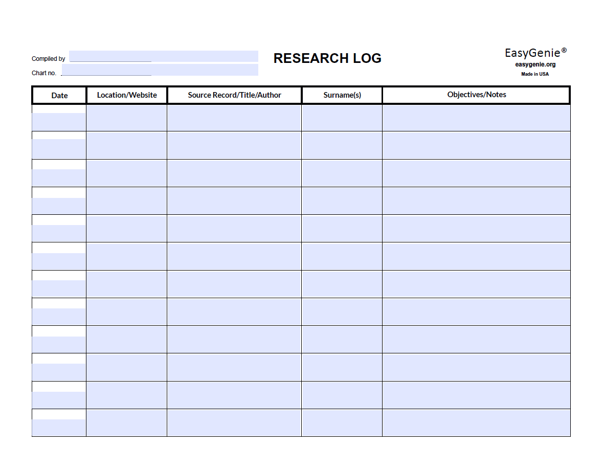 Book List: Printable Form for Genealogy Research Organization